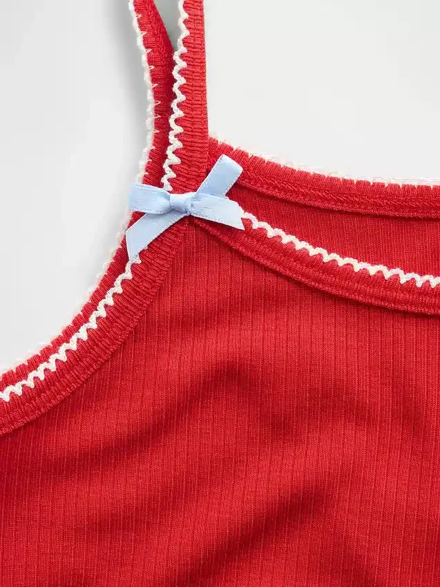 Pyjamas-tanktop i resirkulert ribbestrikk for barn