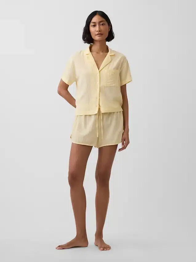 Pyjamasbukser i krøllet gasbind Shorts