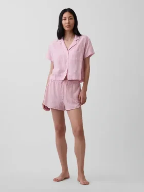 Pyjamasbukser i krøllet gasbind Shorts