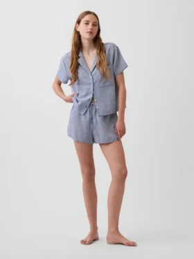 Pyjamasbukser i krøllet gasbind Shorts