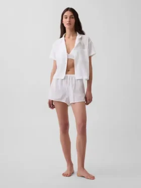 Pyjamasbukser i krøllet gasbind Shorts