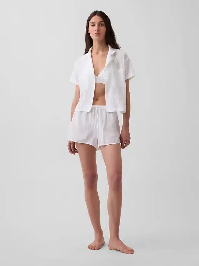 Pyjamasbukser i krøllet gasbind Shorts