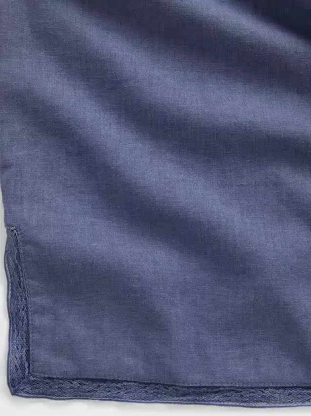 Pyjamasbukser i linblanding med blonderkant