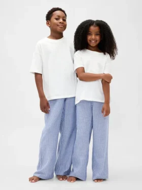 Pyjamasbukser i resirkulert flanell for barn