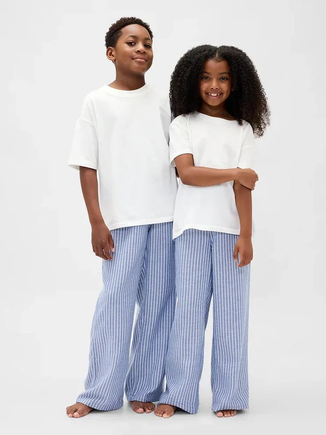 Pyjamasbukser i resirkulert flanell for barn