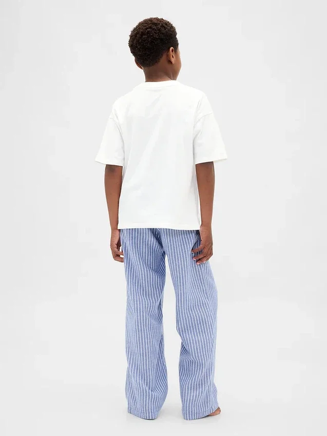 Pyjamasbukser i resirkulert flanell for barn