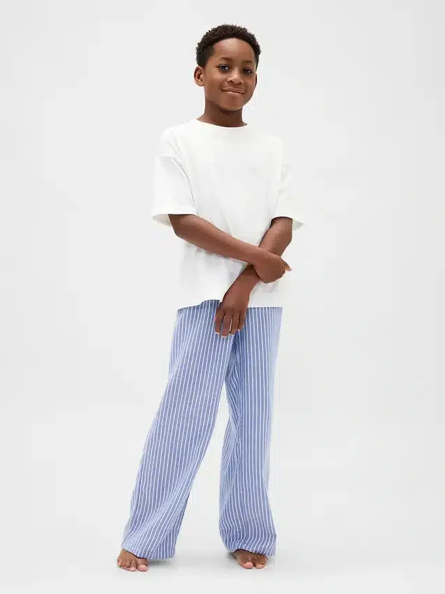 Pyjamasbukser i resirkulert flanell for barn