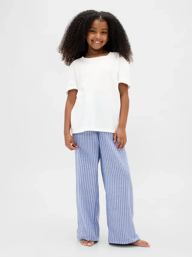 Pyjamasbukser i resirkulert flanell for barn