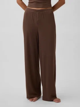 Pyjamasbukser med mini-ribb og vide ben