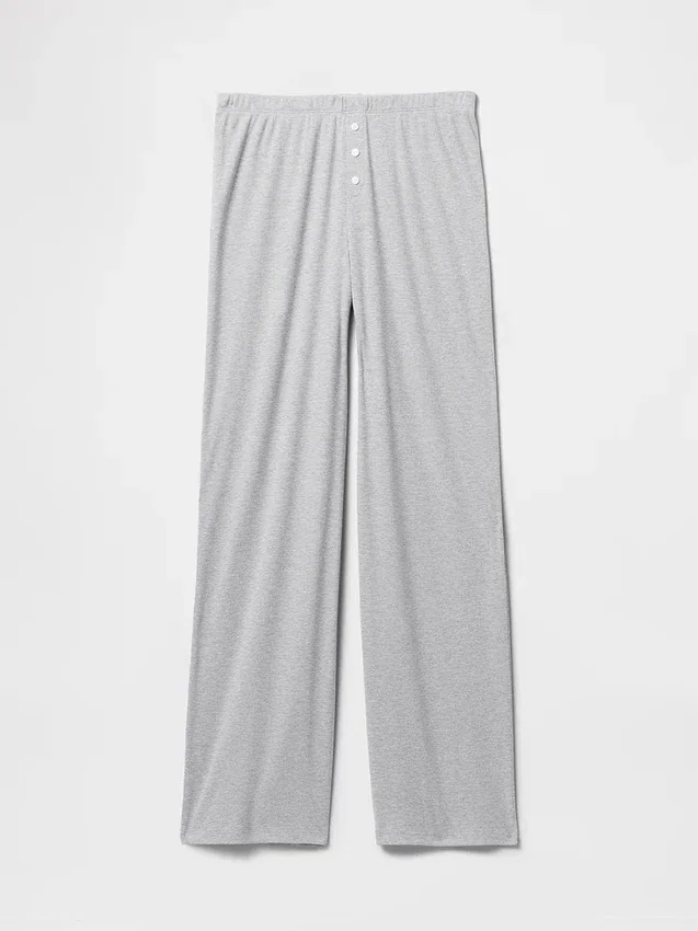 Pyjamasbukser med mini-ribb og vide ben