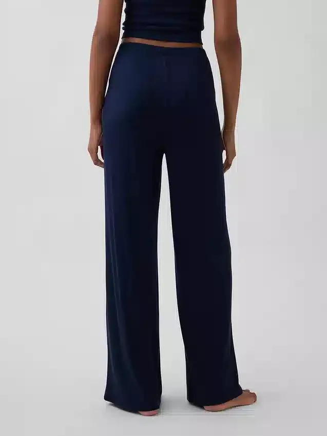 Pyjamasbukser med mini-ribb og vide ben