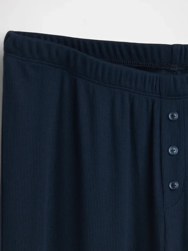 Pyjamasbukser med mini-ribb og vide ben