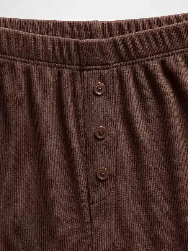 Pyjamasbukser med mini-ribb og vide ben