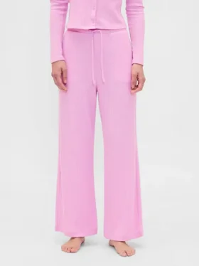 Pyjamasbukser med vaffelstrikk og vide ben