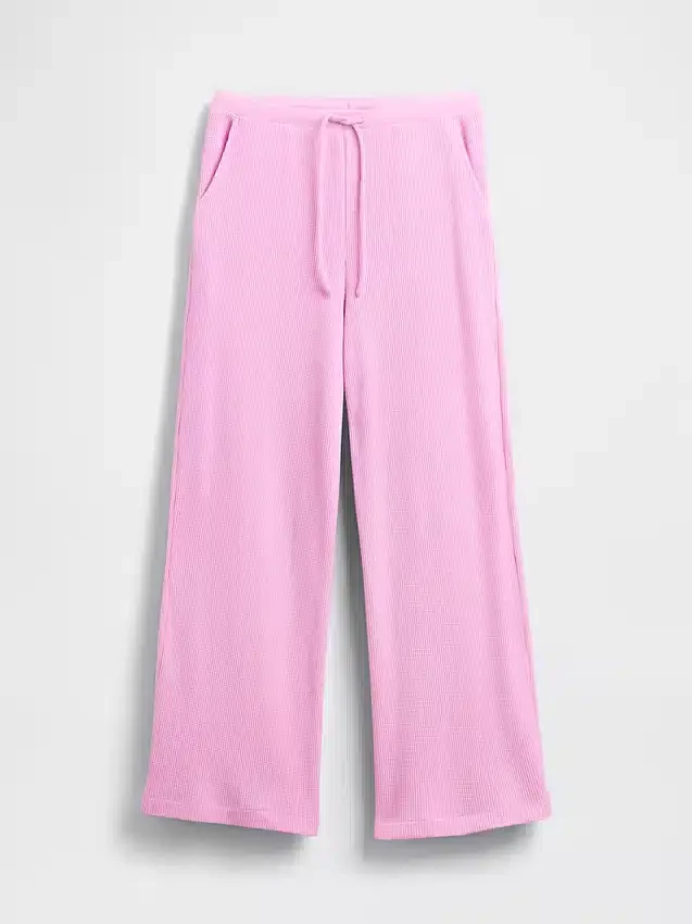Pyjamasbukser med vaffelstrikk og vide ben