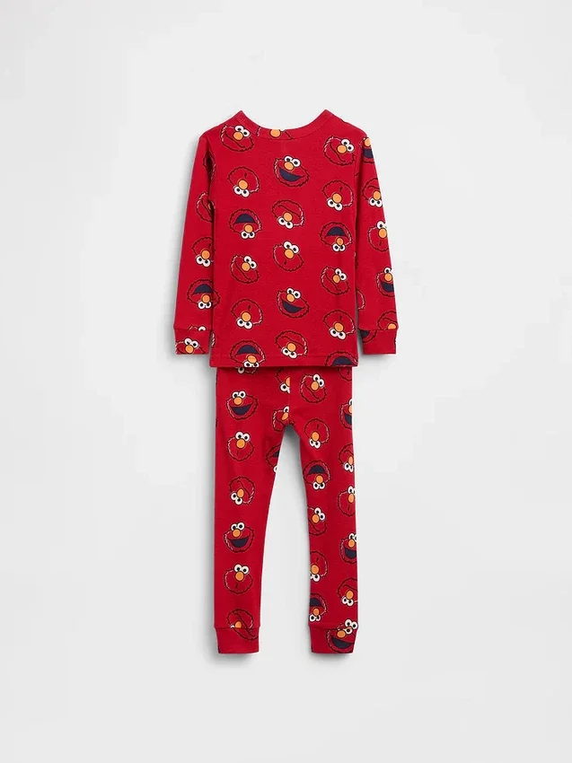 Pyjamasett for Baby og Småbarn fra Sesamstien i økologisk børstet bomull med Elmo