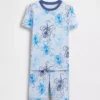 Pyjamasett for barn i økologisk børstet bomull med blekksprutmotiv