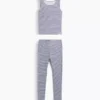 Pyjamasett for barn i økologisk børstet bomull med tank-top og leggings