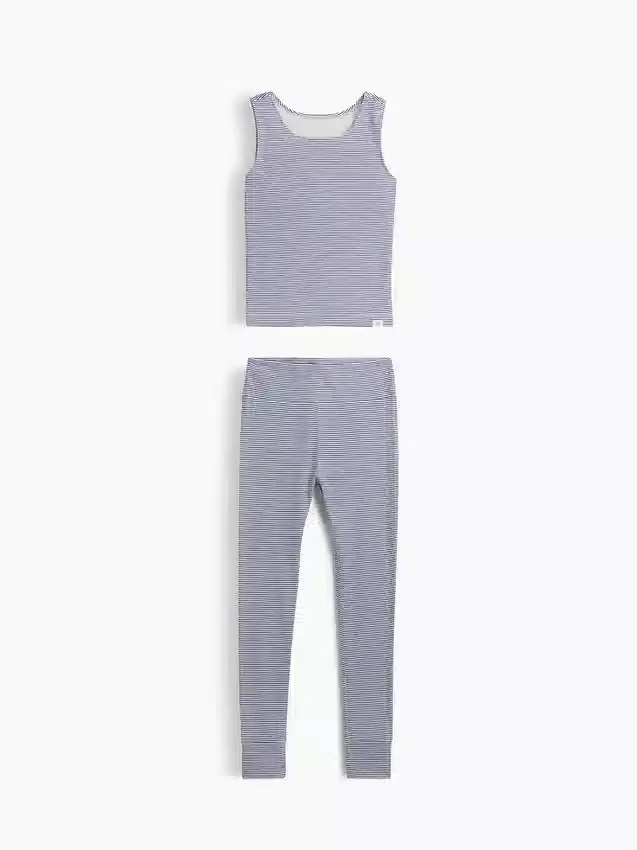 Pyjamasett for barn i økologisk børstet bomull med tank-top og leggings