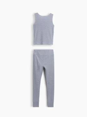 Pyjamasett for barn i økologisk børstet bomull med tank-top og leggings
