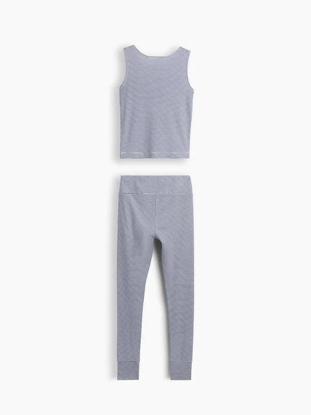 Pyjamasett for barn i økologisk børstet bomull med tank-top og leggings