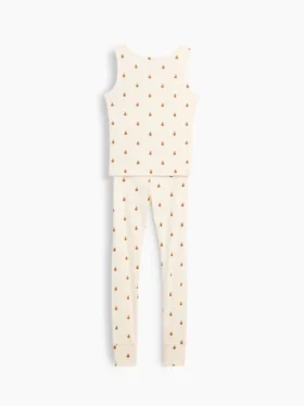 Pyjamasett for barn i økologisk børstet bomull med tank-top og leggings