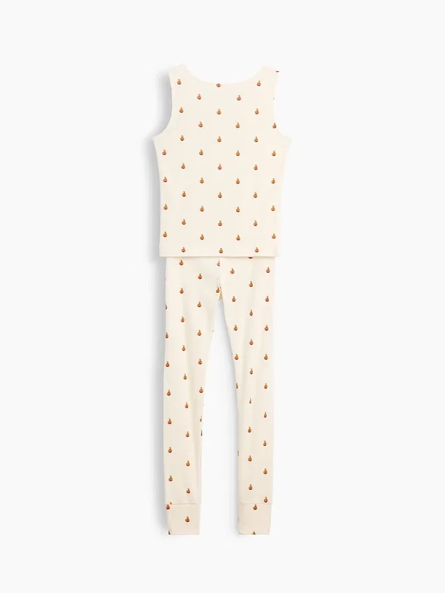 Pyjamasett for barn i økologisk børstet bomull med tank-top og leggings