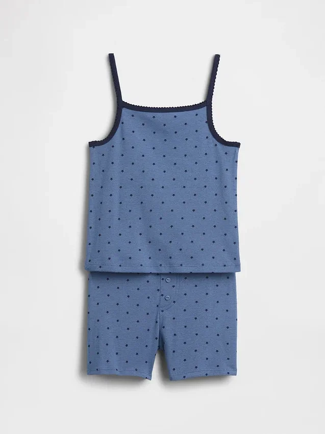 Pyjamasett for barn i økologisk børstet bomull med topp og Shorts