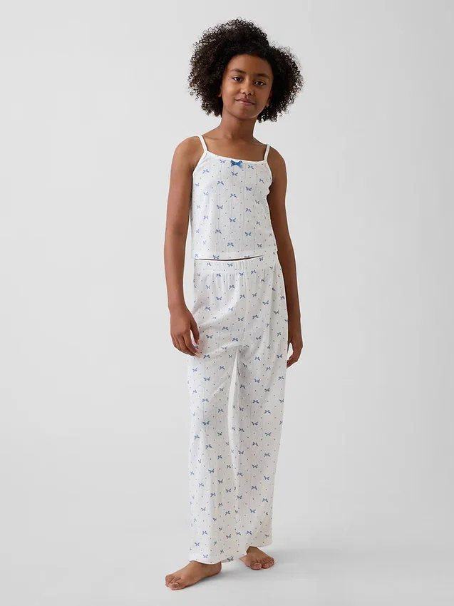 Pyjamasett for barn i resirkulert pointelle-strikk