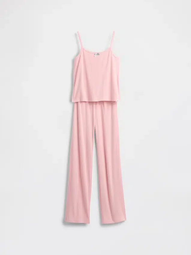 Pyjamasett for barn i resirkulert pointelle-strikk