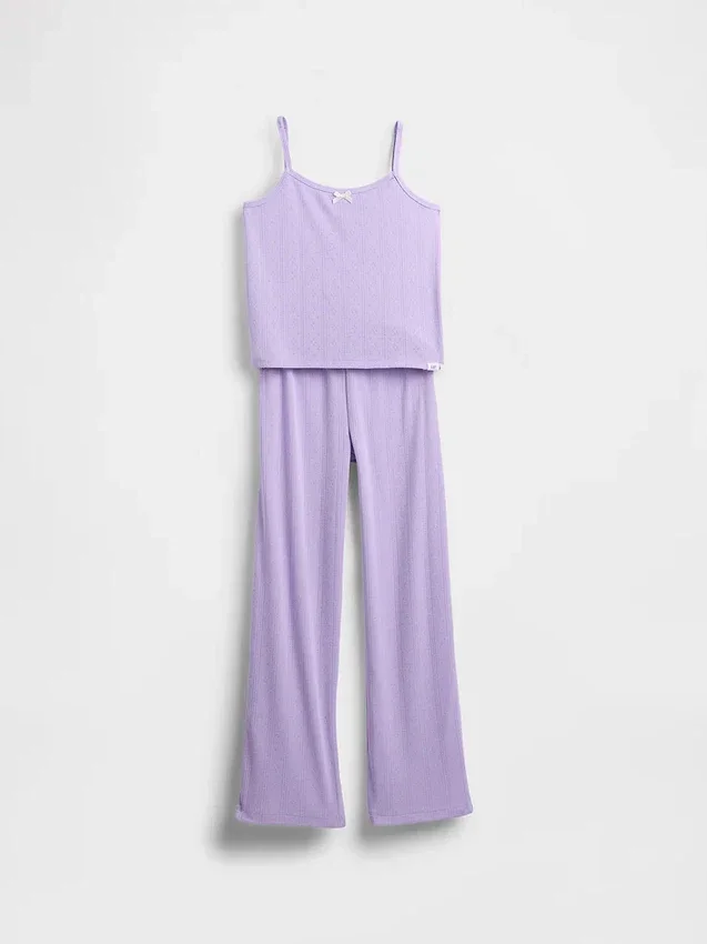 Pyjamasett for barn i resirkulert pointelle-strikk