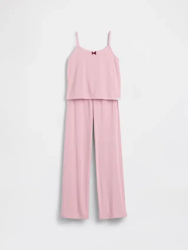 Pyjamasett for barn i resirkulert pointelle-strikk
