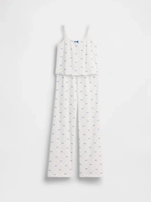 Pyjamasett for barn i resirkulert pointelle-strikk