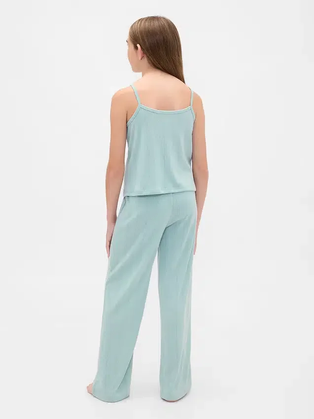 Pyjamasett for barn i resirkulert pointelle-strikk