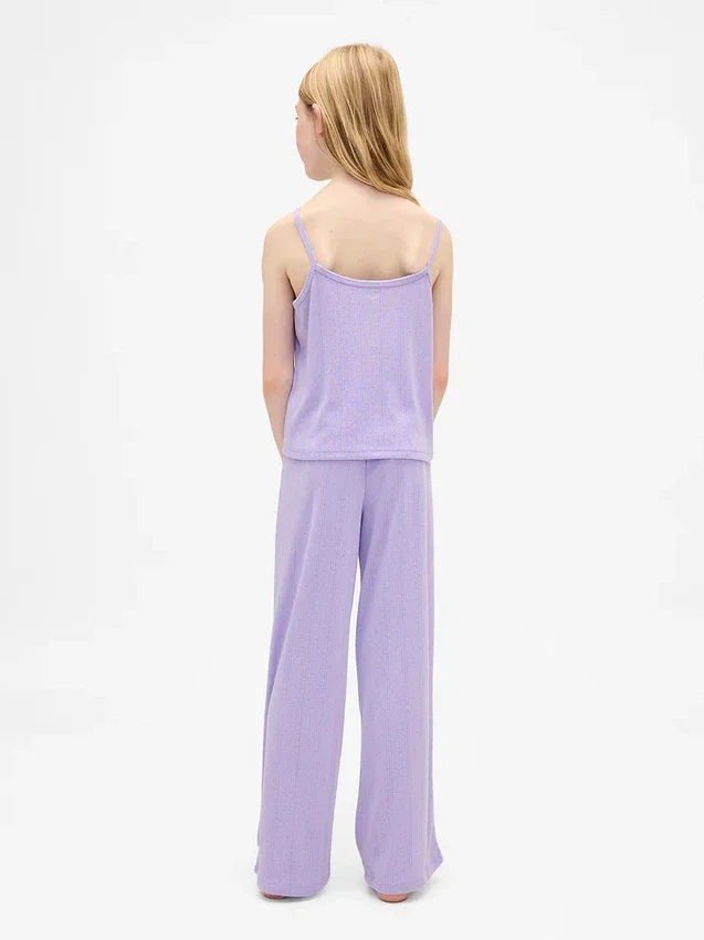 Pyjamasett for barn i resirkulert pointelle-strikk