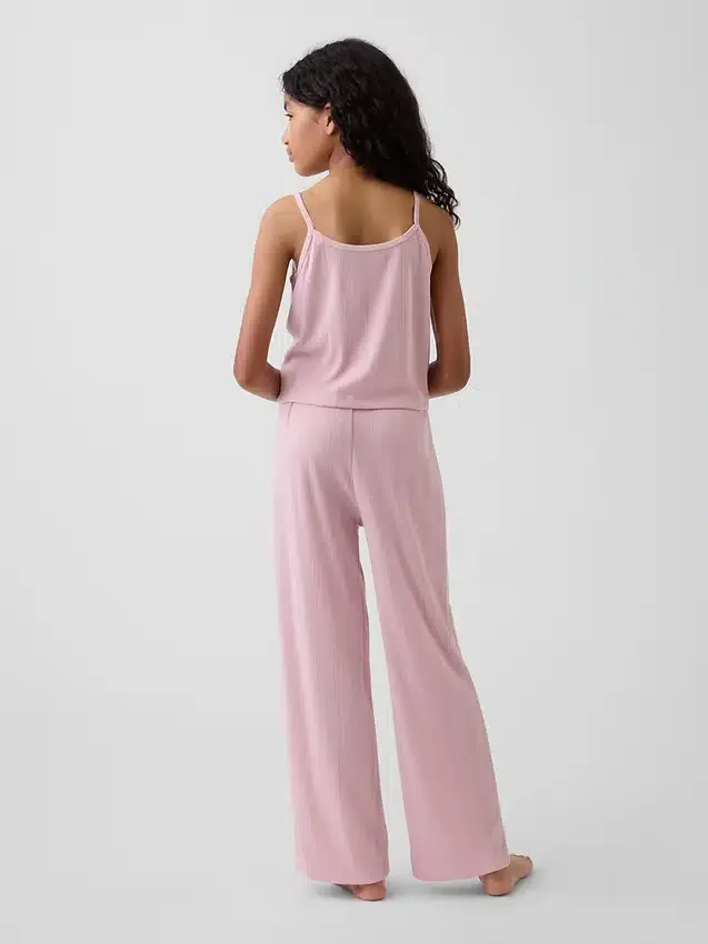 Pyjamasett for barn i resirkulert pointelle-strikk