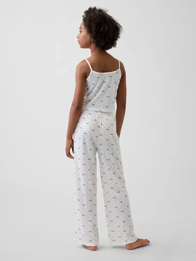 Pyjamasett for barn i resirkulert pointelle-strikk