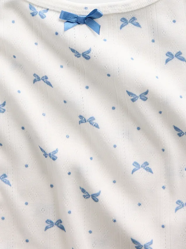 Pyjamasett for barn i resirkulert pointelle-strikk
