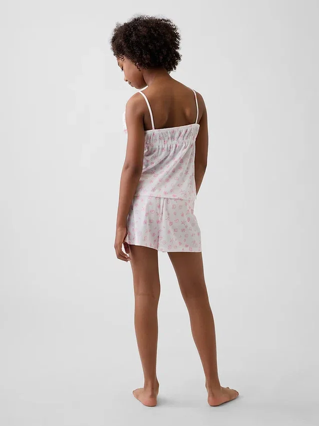 Pyjamasett for barn med resirkulert stoff, med volanger og korte Shorts