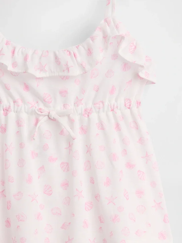 Pyjamasett for barn med resirkulert stoff, med volanger og korte Shorts