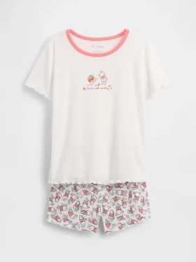 Pyjamasett for barn med Winnie the Pooh i resirkulert ribbestrikk i Shorts