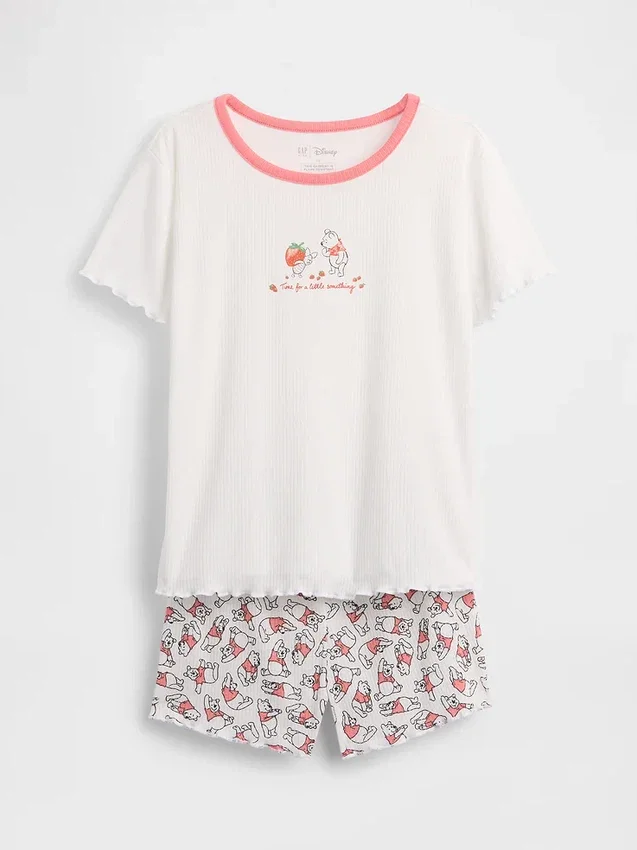 Pyjamasett for barn med Winnie the Pooh i resirkulert ribbestrikk i Shorts