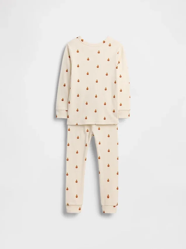 Pyjamasett for barn og baby i økologisk børstet bomull med Pumpkin Bear-motiv