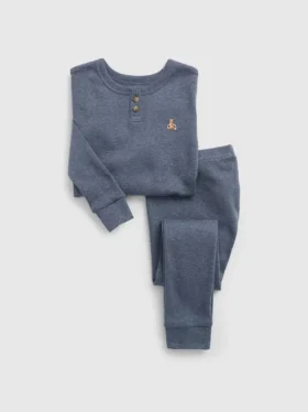 Pyjamasett i økologisk bomull med melert mønster for Baby og Småbarn