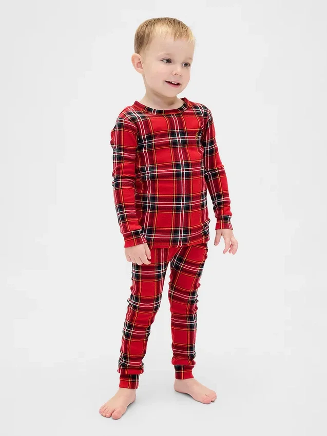 Pyjamasett i økologisk børstet bomull for barn og babyer