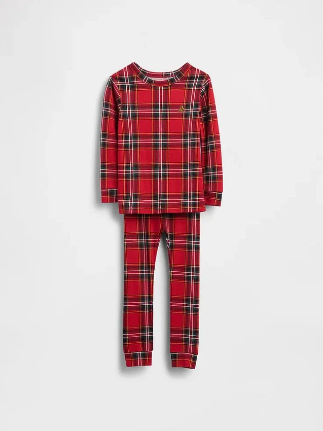 Pyjamasett i økologisk børstet bomull for barn og babyer