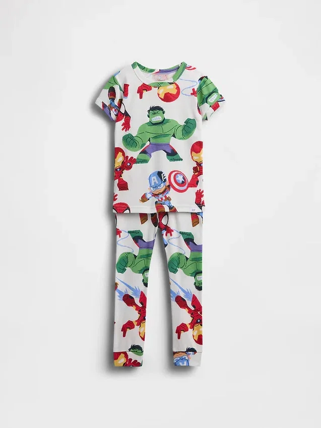 Pyjamasett i økologisk børstet bomull fra Marvel for Baby og Småbarn