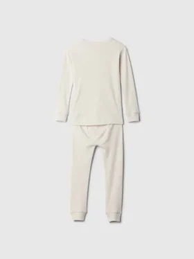 Pyjamasett i økologisk børstet bomull med Henley-hals for Baby og Småbarn