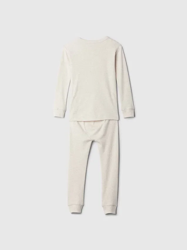 Pyjamasett i økologisk børstet bomull med Henley-hals for Baby og Småbarn
