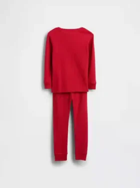 Pyjamasett i økologisk børstet bomull med Henley-hals for Baby og Småbarn